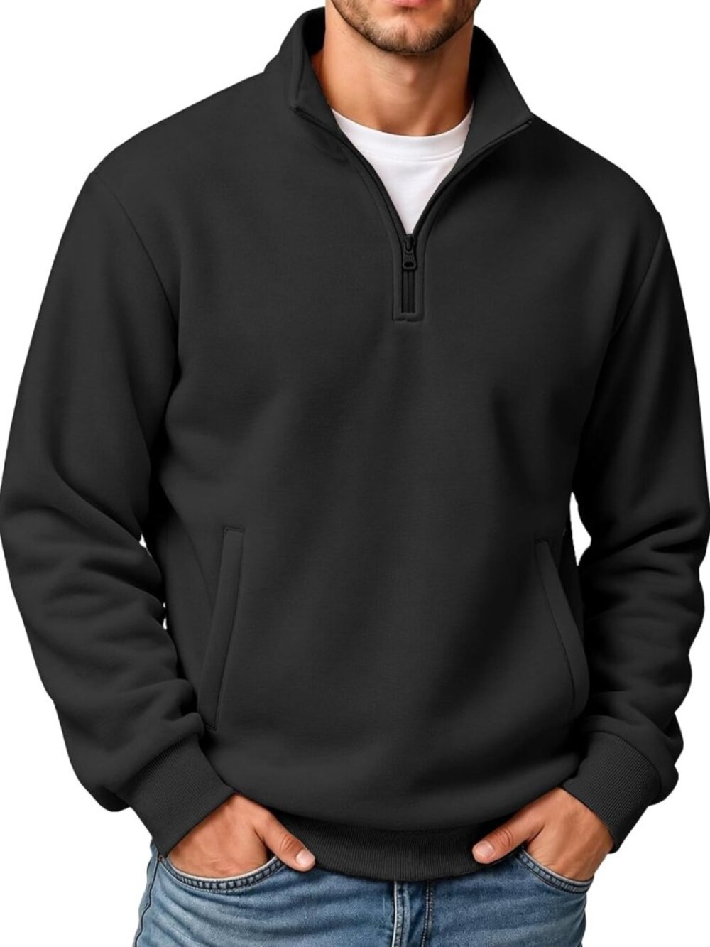 Cozy Men's Quarter Zip Pullover Sweatshirt - Fleece Mock Neck with Pocket